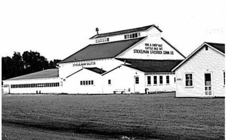 Construction was coming right along on the new Stickelman sale pavilion. The building was to be 78 x 68 feet with seating capacity of 1,500. (Photo courtesy Gothenburg Historical Museum)