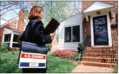 A census enumerator visits a home during the 2000 US Census. (Photos courtesy US Census Bureau)