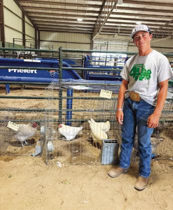 Gus Barnes poses with his entries for the small animal show at the Dawson County Fair. (Photos courtesy Malloree Barnes)