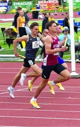 ABOVE: Bryson Neels ran his way to a state silver medal in the 400m last week in Omaha, while earning gold in the 800m. (Photo courtesy Kim Johnson) LEFT: Evan Johnson ran the first leg of the men’s 4x400m relay team at the state track meet, where the Swedes finished fourth. (Photo courtesy Kim Johnson)
