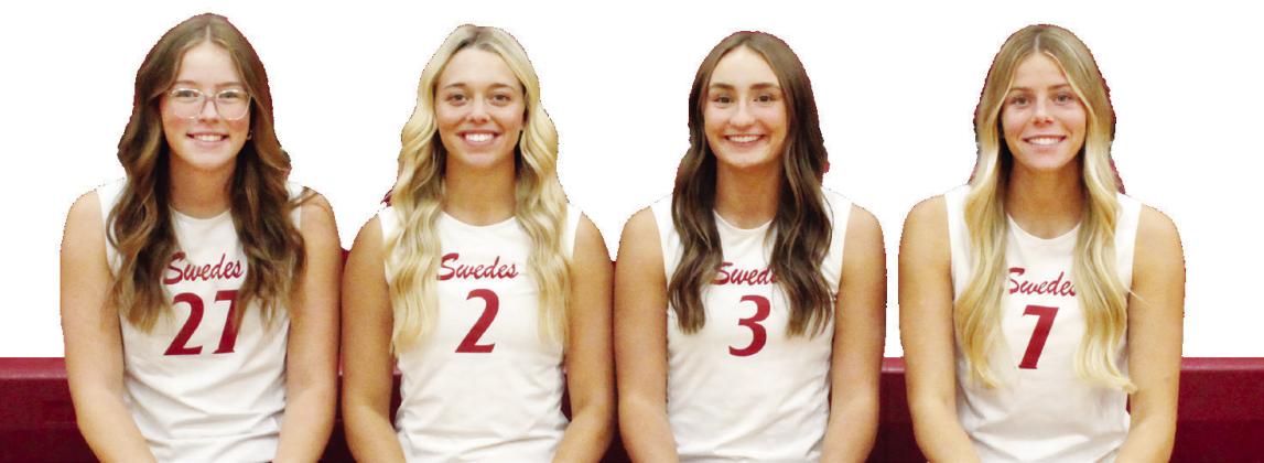 Seniors on the 2026 Swede volleyball squad are, from left: Jada Frederick, Zoe Beveridge, Ellaray Koch, and Grace Evert.