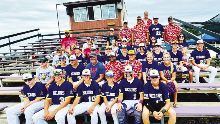 The parents of the Gothenburg Junior Melons baseball team continued to show their support throughout the season, demonstrated here with their theme-based attire during the area tournament. (Photo courtesy Shiloh Schultz)