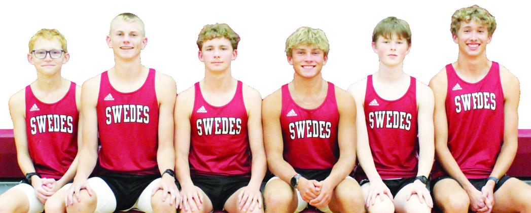 LEFT: Returning letter winners for the GHS boys’ cross country team are, from left, Landon Feather, Bryson Neels, Lucas Therrien, Tyler Hetz, Jackson Reidy, and Kamron Hecox. RIGHT: Returning letter winners for the girls’ cross country team are, front row, from left: Adeline Pinkston, Adalyn Carlson, and Brooklyn Reiman; Back row: Jenna Anderson, Ruby Beveridge, Scout Bell, and Tessa Carter. Adeline Pinkston is the lone senior on this year’s team. (Leader photos by Ellen Mortensen)