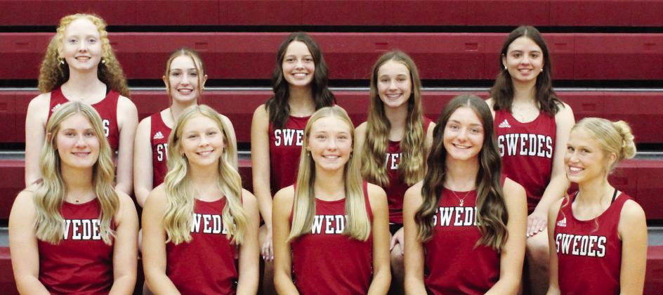 LEFT: The 2026 GHS girls’ cross country team members are, front row, from left: Adeline Pinkston, Tessa Carter, Scout Bell, Adalyn Carlson and Brooklyn Reiman; Back row: Briar Jensen, Jenna Anderson, Ruby Beveridge, Cassidy Reiman and Kathryn Bartruff.