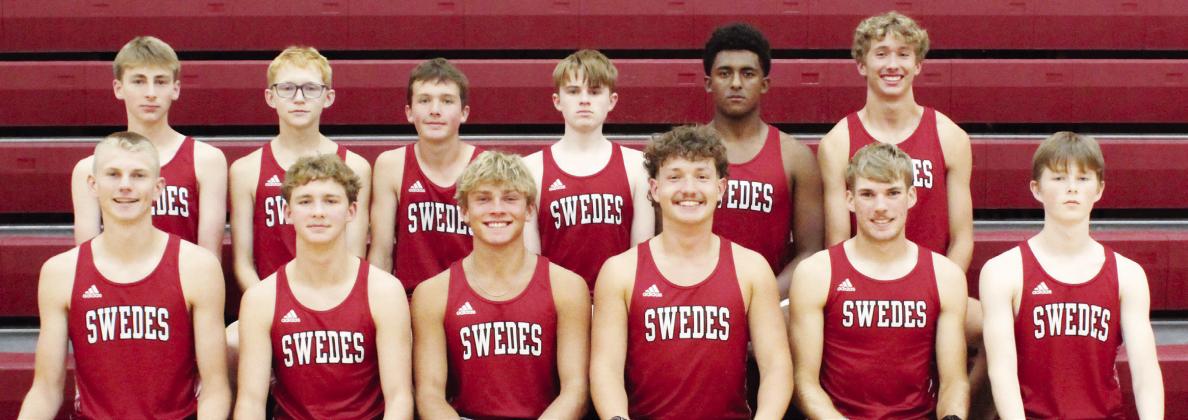 BELOW: Members of the GHS 2026 boys’ cross country team are, front row, from left: Bryson Neels, Lucas Therrien, Tyler Hetz, Blake Rickertsen, Trenton Miller, and Jackson Reidy; Row two: Carter Vincent, Landon Feather, Blake Finke, Ryun Tonniges, Jaden Hunt-Most, and Kamron Hecox.