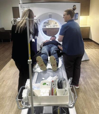 Gothenburg Health staff practices new stroke protocol during a mock drill. (Photo courtesy Gothenburg Health)