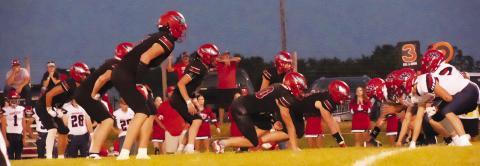 The Brady offense lines up against Wauneta-Palisade during the Eagles’ homecoming game Sept. 4. Brady continued its undefeated start with a 46-8 victory over the Broncos. (Photo courtesy Brady Public Schools)