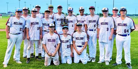 Members of the 2026 Gothenburg Junior Melons baseball team are, front row, from left: Gared Sabin, Drake Swan, and Brigham Ricley; Row two: Cameron Holt, Callen Johnson, Kale Dea, William McVay, Jaxon Earll, Evan Geiser, Blake Brown, Cannon Holthaus, and Hayden Pesek; Back row: Coach Luke Dea, Gunnar Thompson, Andrew Salomon, and Coach Ethan Olsen. (Photos by Shiloh Schultz)