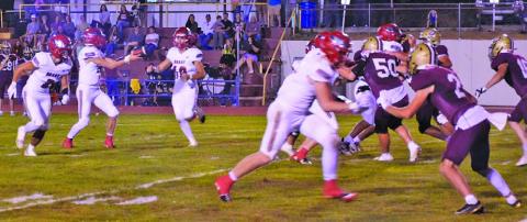 Brady quarterback Cinch Sanger hands the ball off during the Eagles’ Sept. 18 matchup with Dundy County-Stratton. The Eagles rushed for 290 yards on their way to a 62-14 victory.