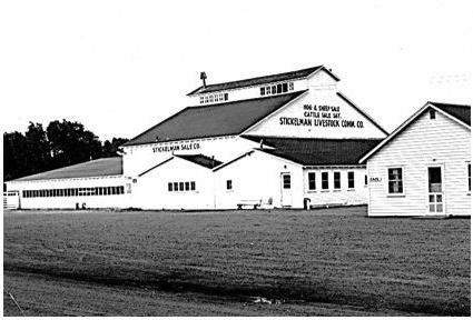 Construction was coming right along on the new Stickelman sale pavilion. The building was to be 78 x 68 feet with seating capacity of 1,500. (Photo courtesy Gothenburg Historical Museum)