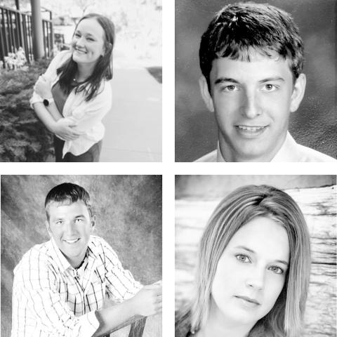 Past Gothenburg Health Foundation scholarship recipients who now work at Gothenburg Health include, clockwise from top left: Kaylee Olsen, Landen Haake, Dane Wilson, and Jackie (Evanson) Erb.