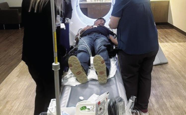 Gothenburg Health staff practices new stroke protocol during a mock drill. (Photo courtesy Gothenburg Health)