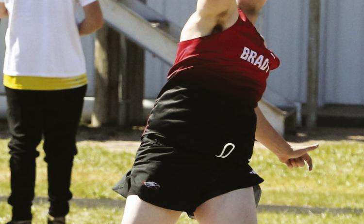 Tyler Roe punched his ticket to state with a personal best throw in the shot put and a silver medal in the event. (Leader photo by Darcee Ridenour)