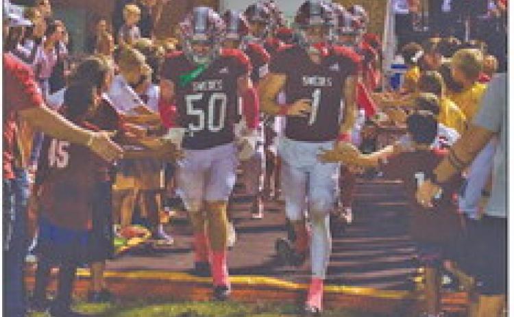 Members of the Gothenburg youth football league lined the entrance from the locker room to the field to support the Swedes at the Oct. 9 game. (Photos courtesy Josie Floyd)