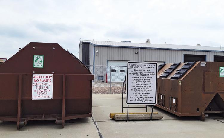 A permanent roll-off container is available for Gothenburg residents only, 24-hours a day. Non-residents attempting to use the container may be issued a citation. (Leader photo by Ellen Mortensen)