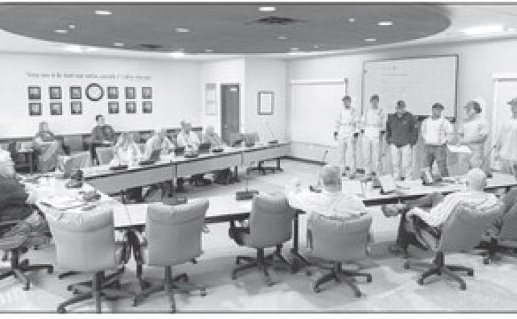 Dawson PPD lineworkers, who represented the district at the Nebraska Lineworker Rodeo, shared an event recap with the board. (Photo courtesy DPPD)