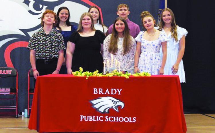 2026 National Honor Society inductees, front row from left: Andrew Robison, Reann Davis, Kyla Sager, Lillyan Sheets. Back row: Katie Loostrum, Marlee Seamann, Robbie McConville, and Hope Correll. (Photos courtesy of BPS)