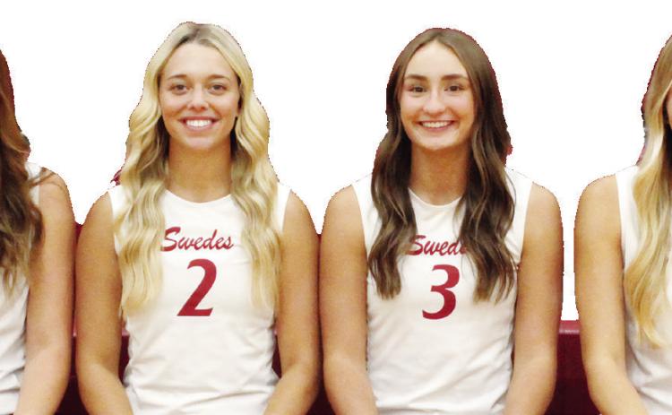 Seniors on the 2026 Swede volleyball squad are, from left: Jada Frederick, Zoe Beveridge, Ellaray Koch, and Grace Evert.